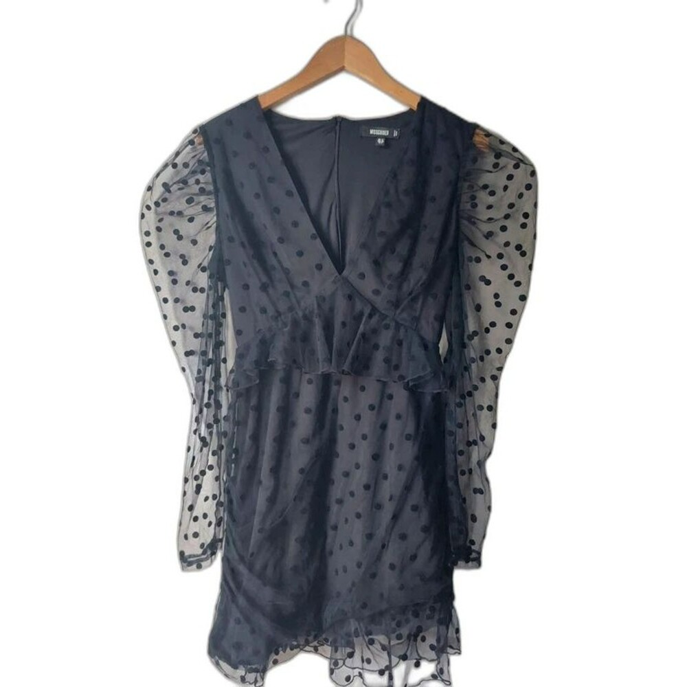 Missguided little black drews polka dot dress with princess sleeves